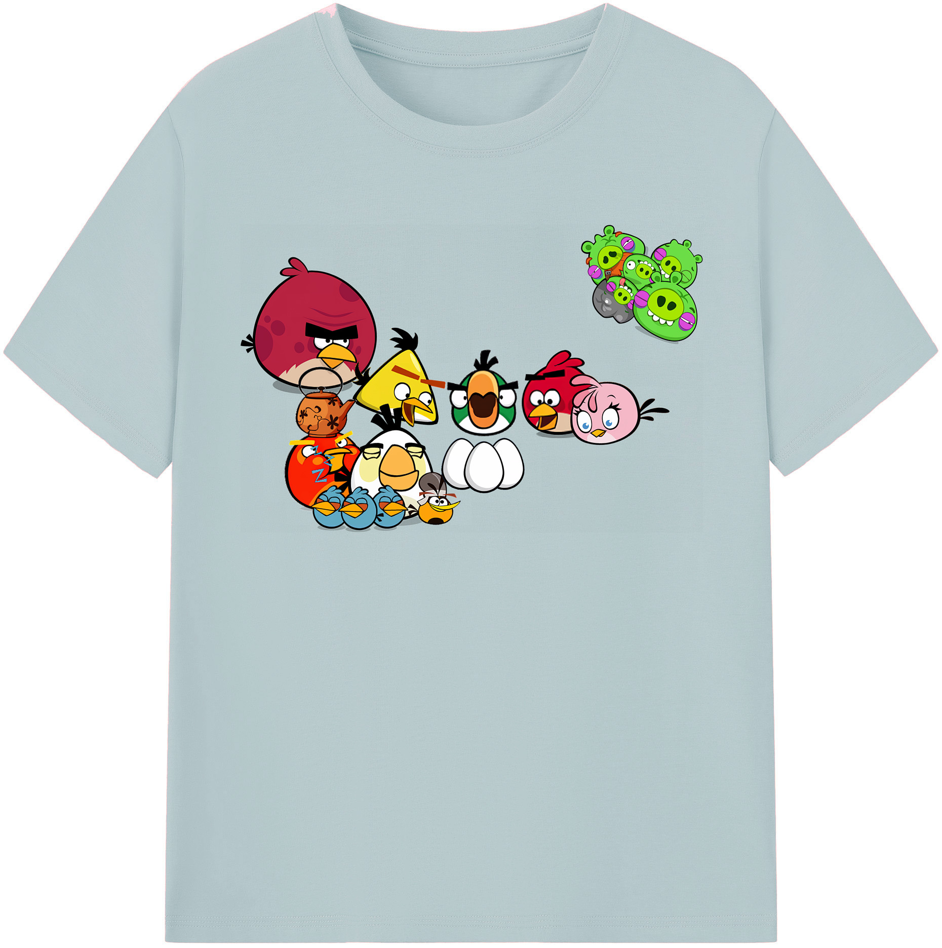 （画像用） Angry Birds アングリーバード 綿100％半袖Tシャツ（フロントプリント）
